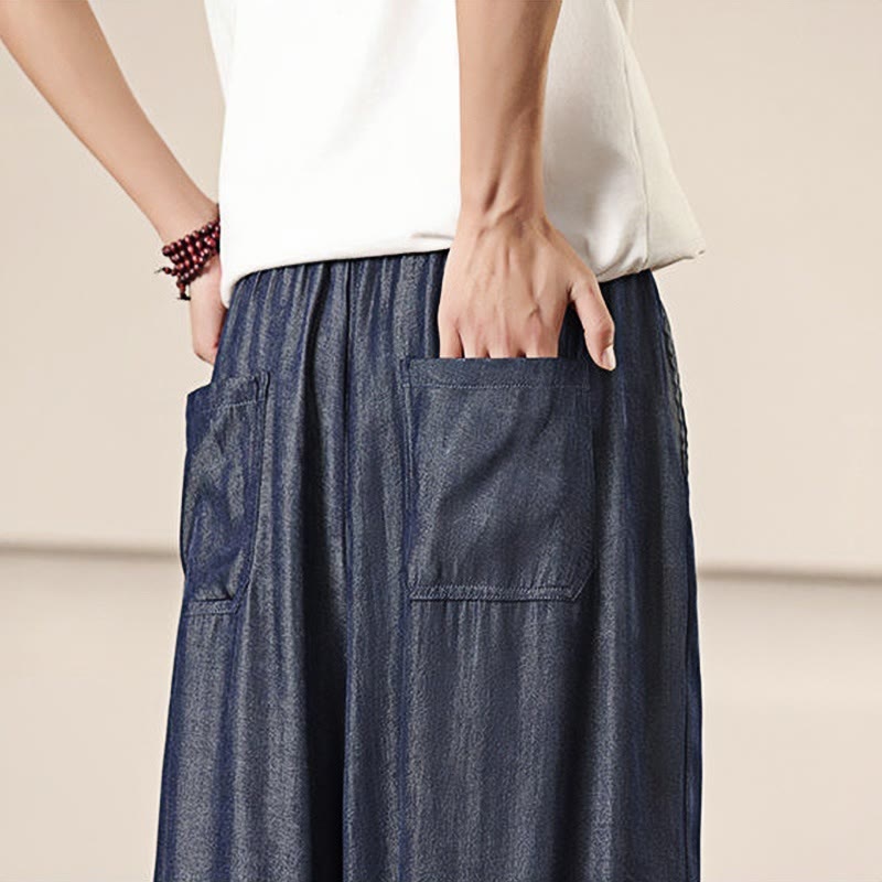 Buddha Stones Spring Solid Color Drawstring Men's Wide Leg Pants With Pockets - image 40