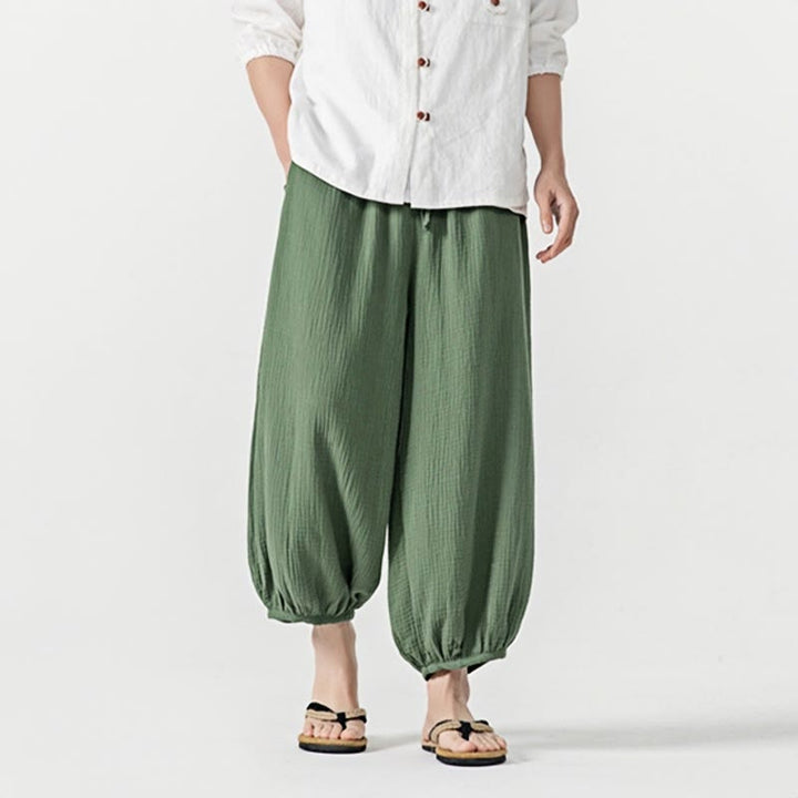Buddha Stones Soft Solid Color Drawstring Cotton Men's Pants With Pockets - image 35