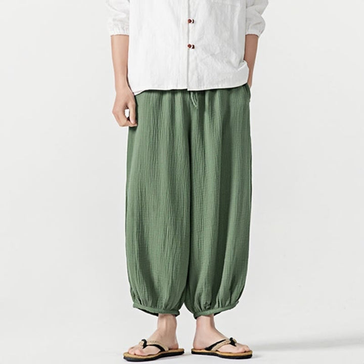 Buddha Stones Soft Solid Color Drawstring Cotton Men's Pants With Pockets - image 38