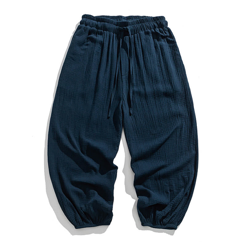 Buddha Stones Soft Solid Color Drawstring Cotton Men's Pants With Pockets - Navy - US/UK/AU46，EU56 (5XL) - image 23