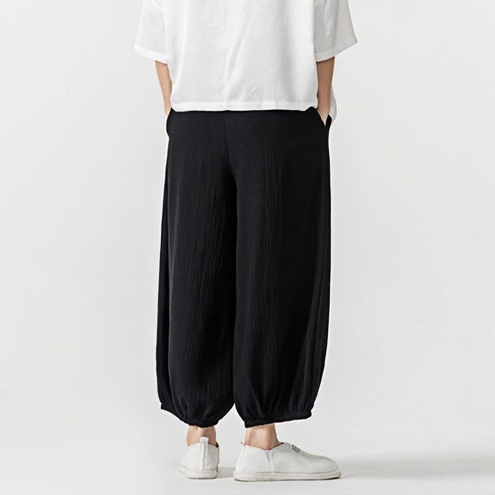 Buddha Stones Soft Solid Color Drawstring Cotton Men's Pants With Pockets - image 15