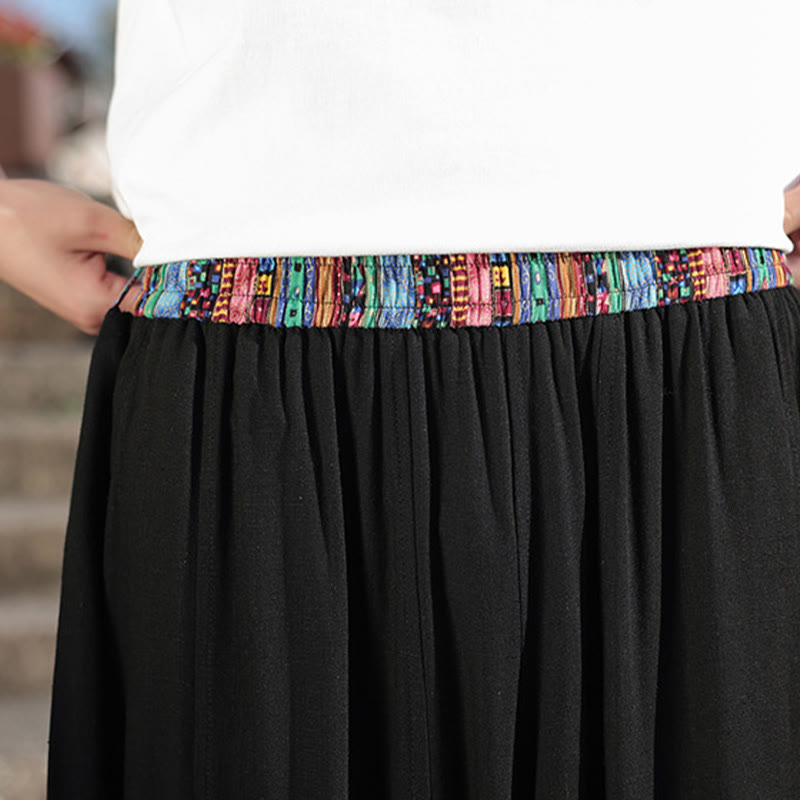 Buddha Stones Simple Patchwork Design Drawstring Soft Cotton Men's Wide Leg Pants With Pockets - image 23