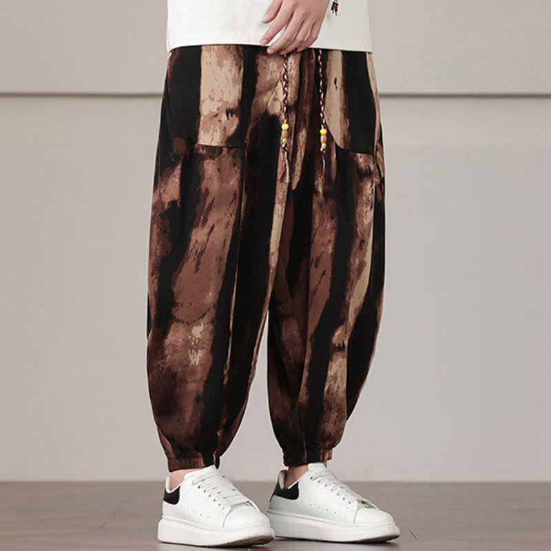 Buddha Stones Stripe Pattern Drawstring Men's Harem Pants With Pockets - image 13
