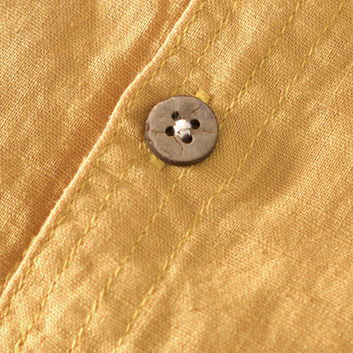Buddha Stones Summer Stand Collar Short Sleeve Cotton Linen Half Button Men's Shirt - image 16