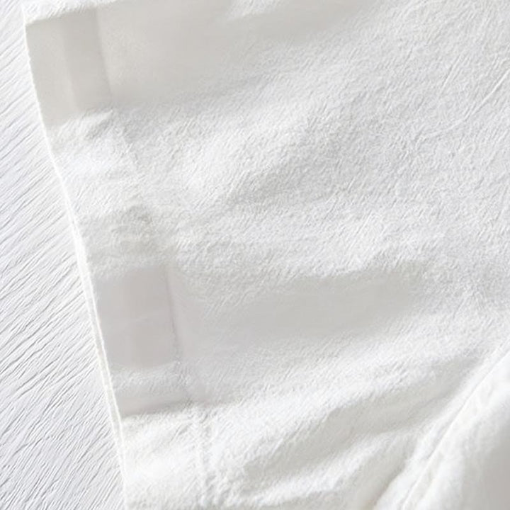 Buddha Stones Frog-button Mandarin Collar Embroidery Cotton Linen Short Sleeve Men's Shirt - image 17