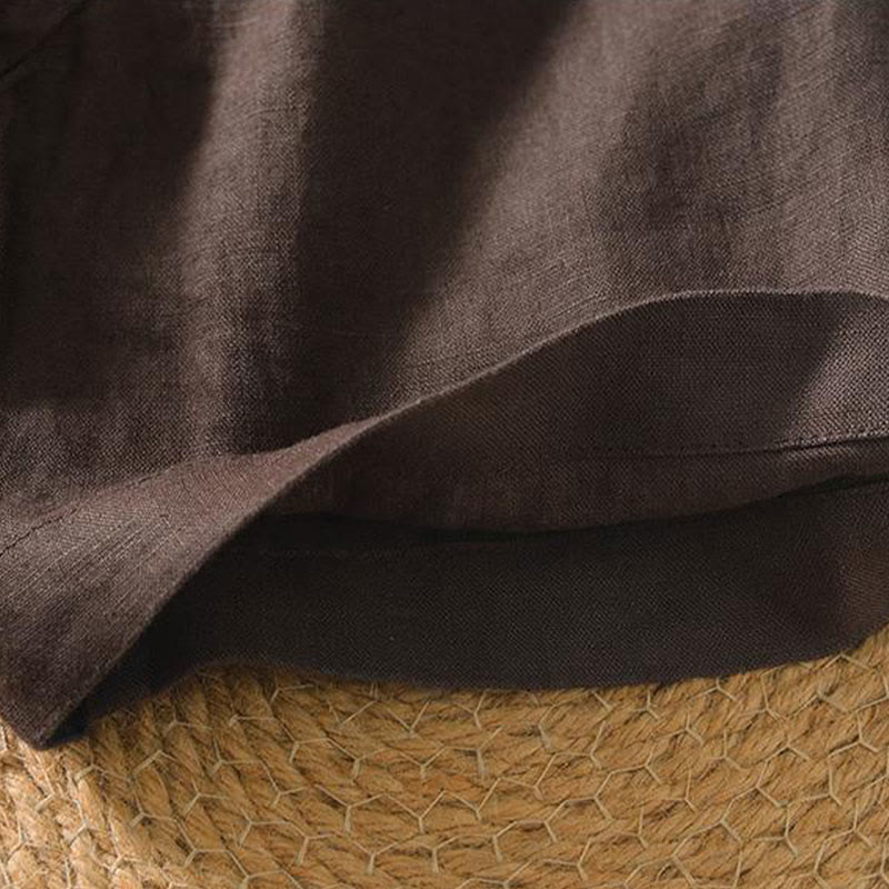 Buddha Stones Casual Plain V-neck Short Sleeve Linen Men's Shirt - image 10