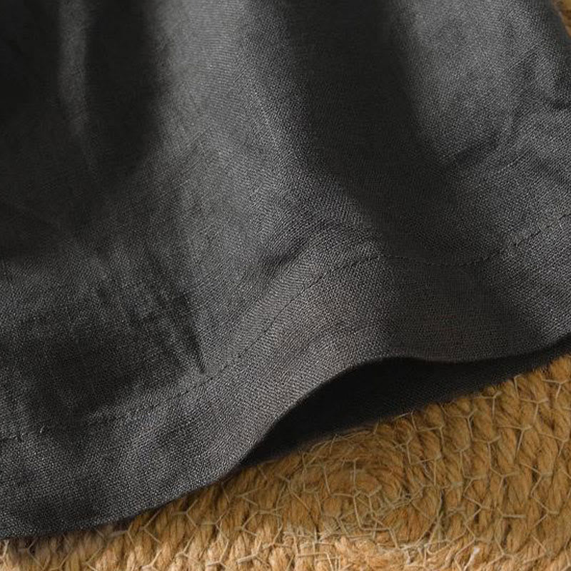 Buddha Stones Casual Plain V-neck Short Sleeve Linen Men's Shirt - image 19