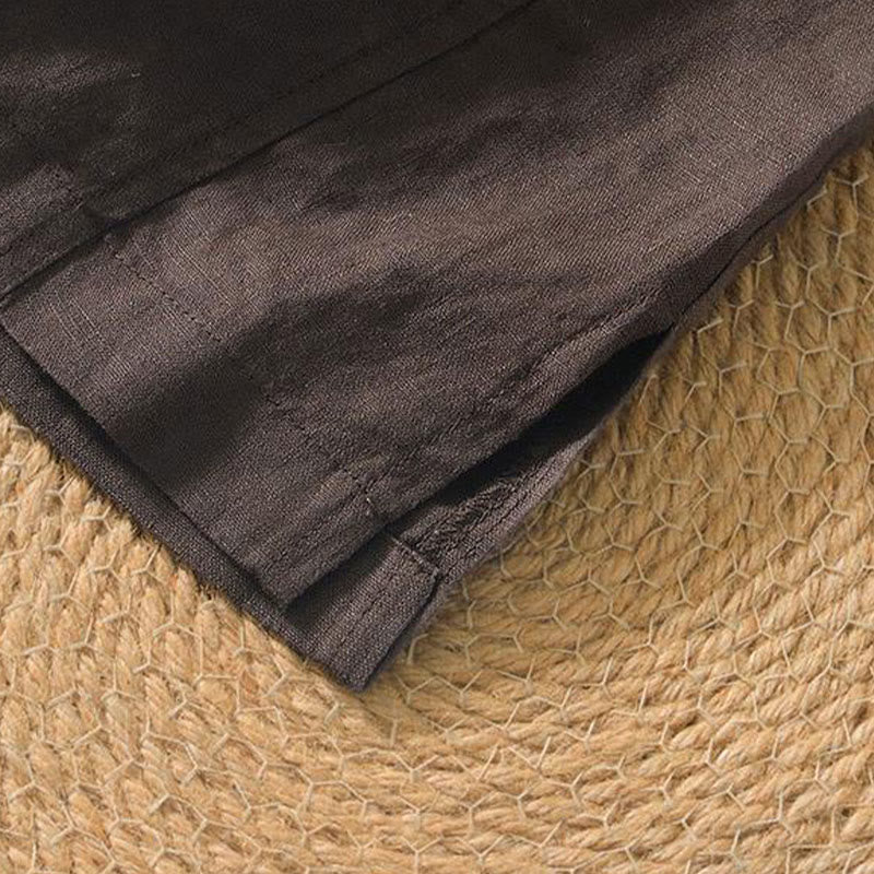 Buddha Stones Casual Plain V-neck Short Sleeve Linen Men's Shirt - image 9