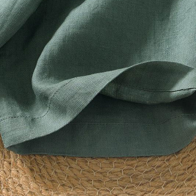 Buddha Stones Casual Plain V-neck Short Sleeve Linen Men's Shirt - image 14