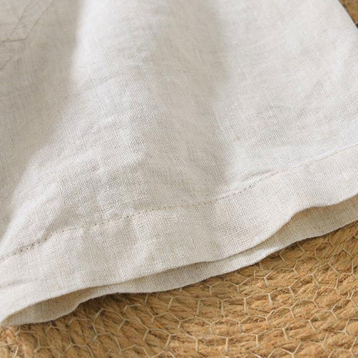 Buddha Stones Casual Plain V-neck Short Sleeve Linen Men's Shirt - image 3