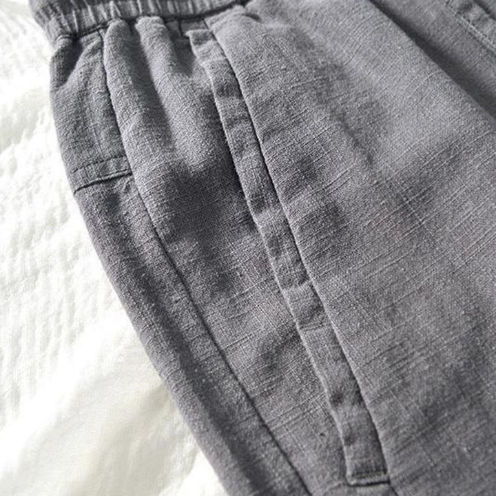 Buddha Stones Drawstring Simple Design 7-8 Length Cotton Linen Men's Pants With Pockets - image 12