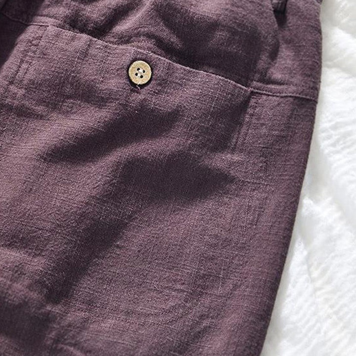 Buddha Stones Drawstring Simple Design 7-8 Length Cotton Linen Men's Pants With Pockets - image 8