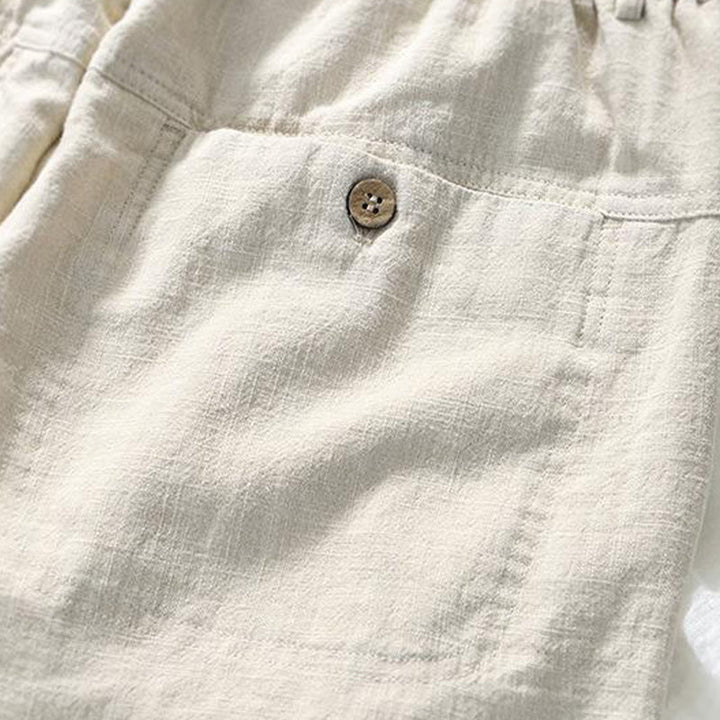 Buddha Stones Drawstring Simple Design 7-8 Length Cotton Linen Men's Pants With Pockets - image 3