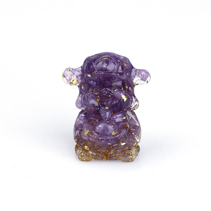 Buddha Stones God of Wealth Amethyst Crystal Resin Energy Fortune Home Decoration - Amethyst+Gold Foil 5.6*4.7*3.5cm - image 1
