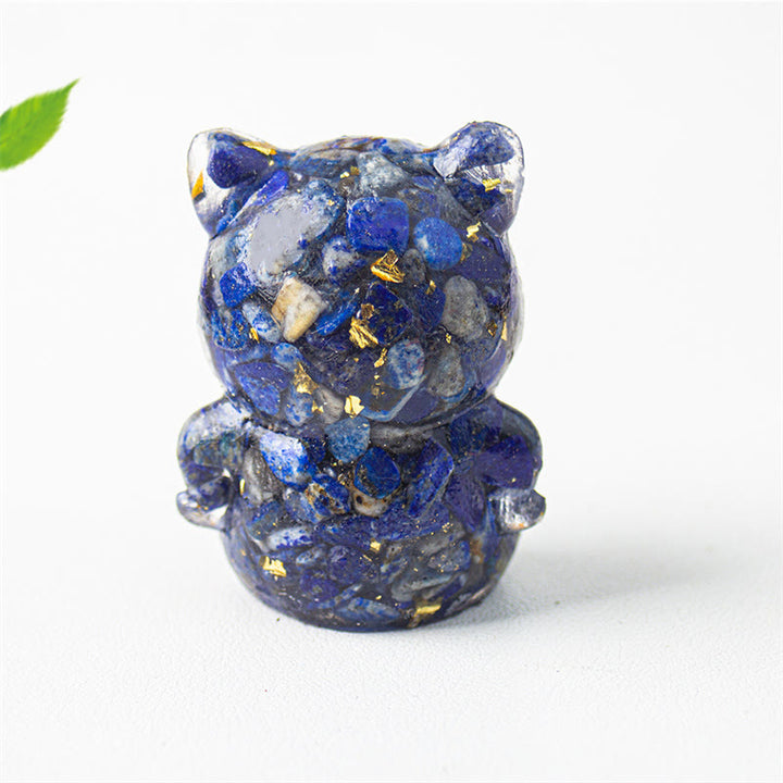 Buddha Stones Cute Cat Lazurite Amethyst Black Obsidian Aquamarine Crystal Resin Positive Home Decoration - image 4