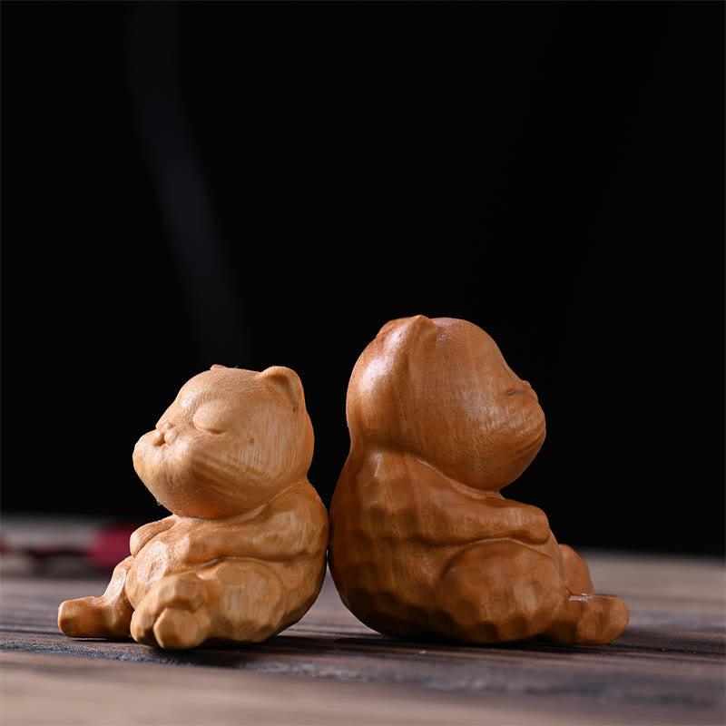 Buddha Stones Mini Cute Sitting Cat Sandalwood Protection Home Decoration - image 7