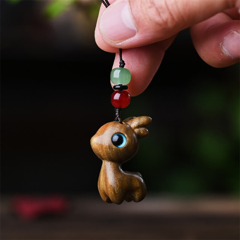Buddha Stones Small Leaf Red Sandalwood Ebony Wood Sandalwood Green Sandalwood Lucky Mini Cat Deer Sooth Phone Hanging Decoration - Green Sandalwood Deer - image 27
