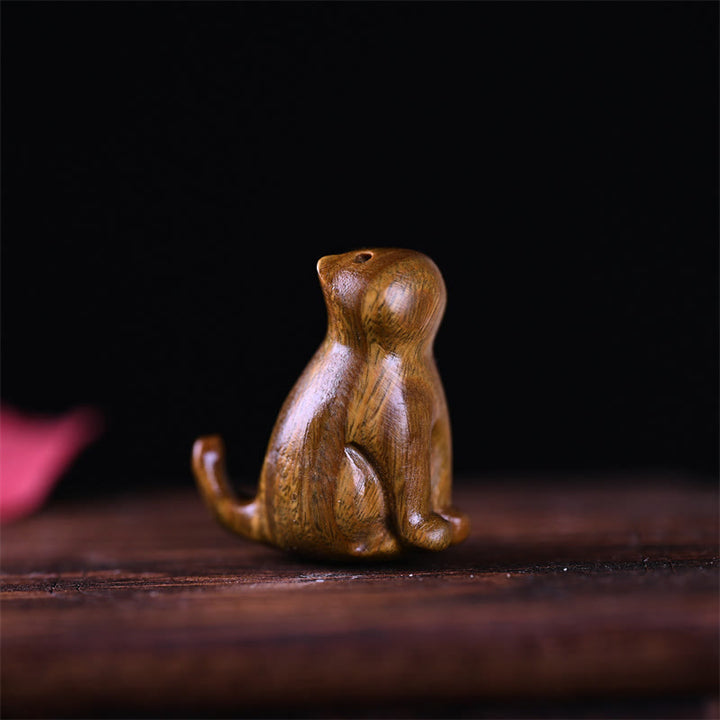 Buddha Stones Small Leaf Red Sandalwood Ebony Wood Sandalwood Green Sandalwood Lucky Mini Cat Deer Sooth Phone Hanging Decoration - Green Sandalwood Cat 3.2*2.8*1.6cm - image 11