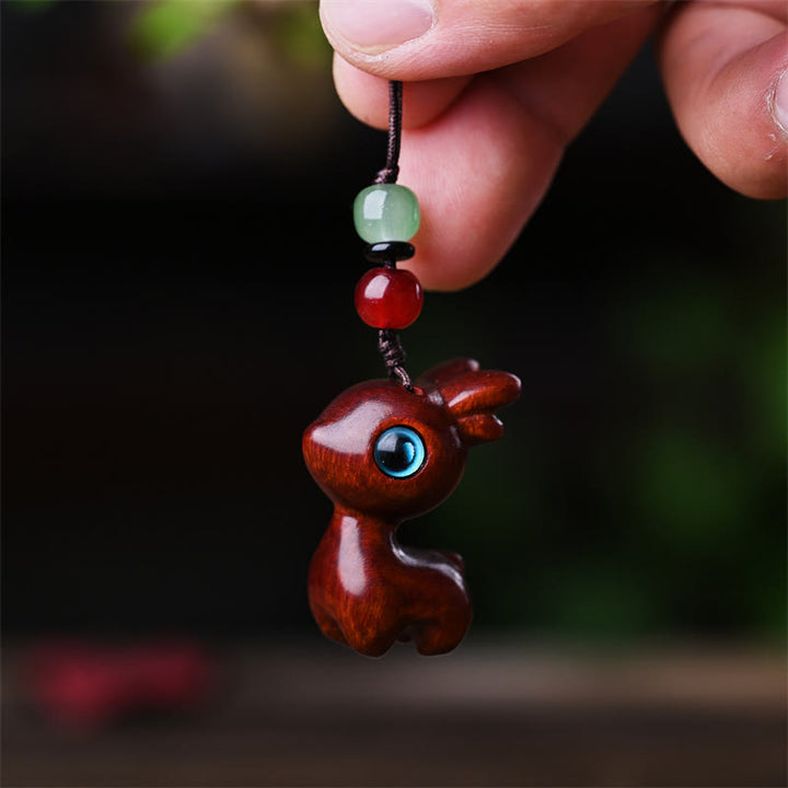 Buddha Stones Small Leaf Red Sandalwood Ebony Wood Sandalwood Green Sandalwood Lucky Mini Cat Deer Sooth Phone Hanging Decoration - Small Leaf Red Sandalwood Deer - image 25