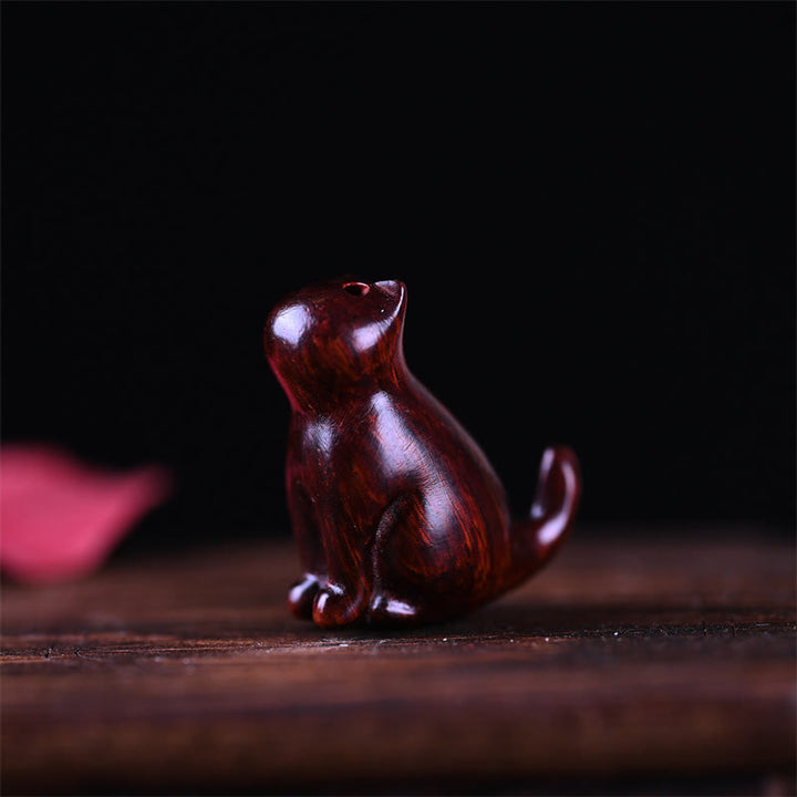 Buddha Stones Small Leaf Red Sandalwood Ebony Wood Sandalwood Green Sandalwood Lucky Mini Cat Deer Sooth Phone Hanging Decoration - image 8