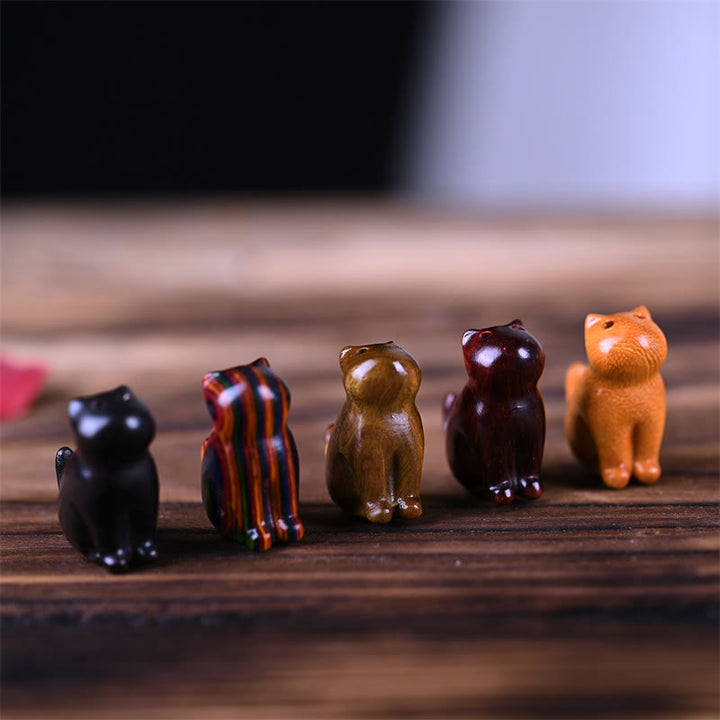 Buddha Stones Small Leaf Red Sandalwood Ebony Wood Sandalwood Green Sandalwood Lucky Mini Cat Deer Sooth Phone Hanging Decoration - image 4