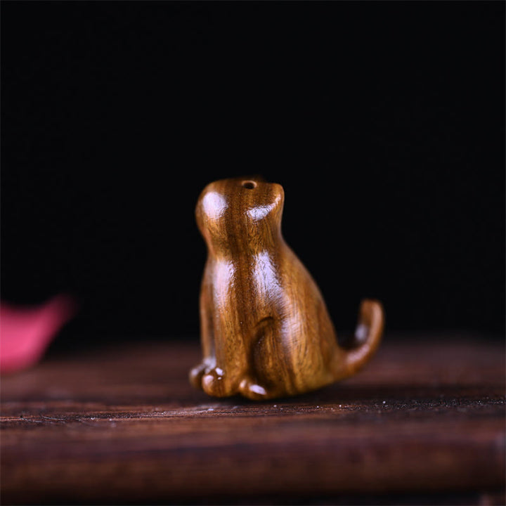 Buddha Stones Small Leaf Red Sandalwood Ebony Wood Sandalwood Green Sandalwood Lucky Mini Cat Deer Sooth Phone Hanging Decoration - image 12