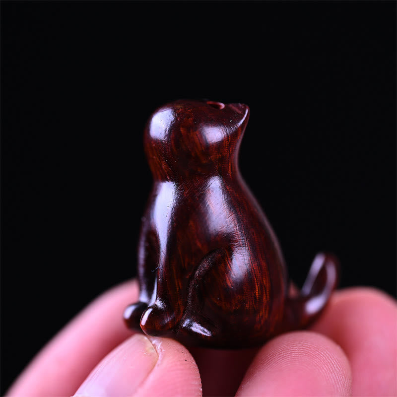 Buddha Stones Small Leaf Red Sandalwood Ebony Wood Sandalwood Green Sandalwood Lucky Mini Cat Deer Sooth Phone Hanging Decoration - image 9
