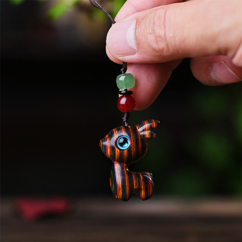 Buddha Stones Small Leaf Red Sandalwood Ebony Wood Sandalwood Green Sandalwood Lucky Mini Cat Deer Sooth Phone Hanging Decoration - image 23