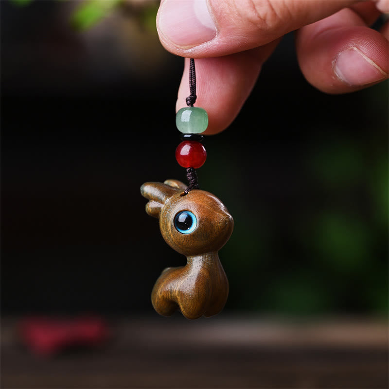 Buddha Stones Small Leaf Red Sandalwood Ebony Wood Sandalwood Green Sandalwood Lucky Mini Cat Deer Sooth Phone Hanging Decoration - image 28