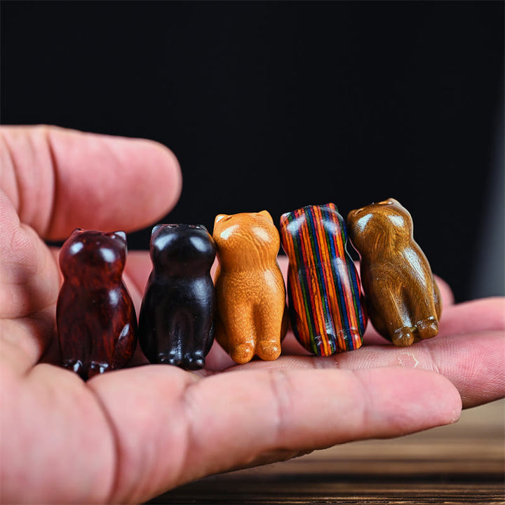 Buddha Stones Small Leaf Red Sandalwood Ebony Wood Sandalwood Green Sandalwood Lucky Mini Cat Deer Sooth Phone Hanging Decoration - image 6