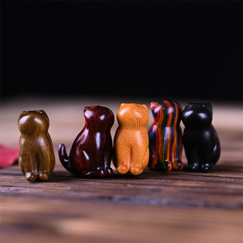 Buddha Stones Small Leaf Red Sandalwood Ebony Wood Sandalwood Green Sandalwood Lucky Mini Cat Deer Sooth Phone Hanging Decoration - image 1