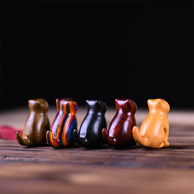 Buddha Stones Small Leaf Red Sandalwood Ebony Wood Sandalwood Green Sandalwood Lucky Mini Cat Deer Sooth Phone Hanging Decoration - image 5