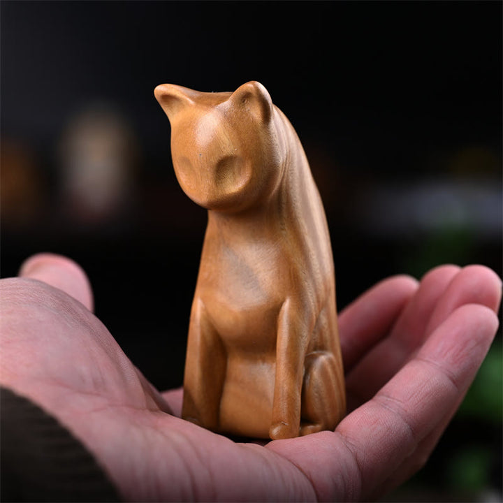 Buddha Stones Small Cat Mouse Green Sandalwood African Red Rosewood Peace Home Decoration - Green Sandalwood Cat 9*4*4cm - image 7