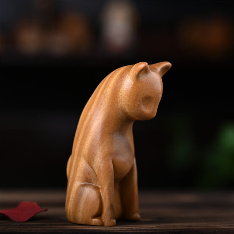 Buddha Stones Small Cat Mouse Green Sandalwood African Red Rosewood Peace Home Decoration - image 8