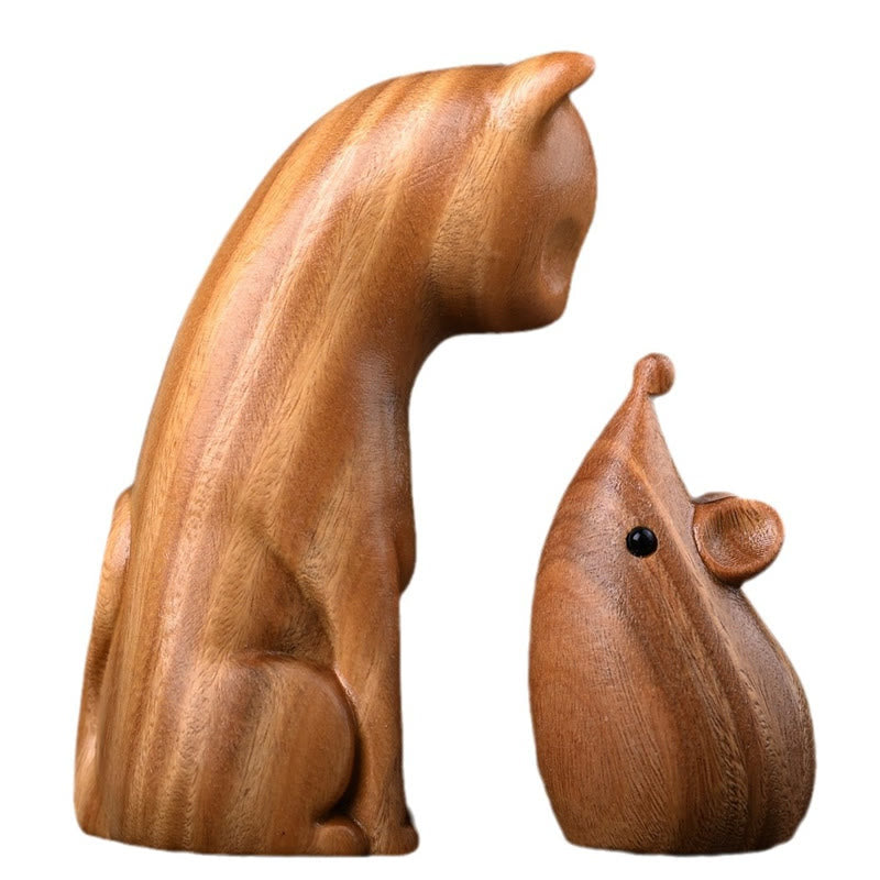 Buddha Stones Small Cat Mouse Green Sandalwood African Red Rosewood Peace Home Decoration - image 6