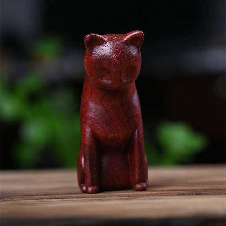 Buddha Stones Small Cat Mouse Green Sandalwood African Red Rosewood Peace Home Decoration - image 27