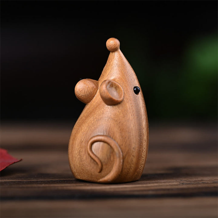 Buddha Stones Small Cat Mouse Green Sandalwood African Red Rosewood Peace Home Decoration - image 21