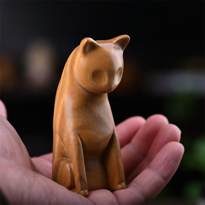 Buddha Stones Small Cat Mouse Green Sandalwood African Red Rosewood Peace Home Decoration - image 9