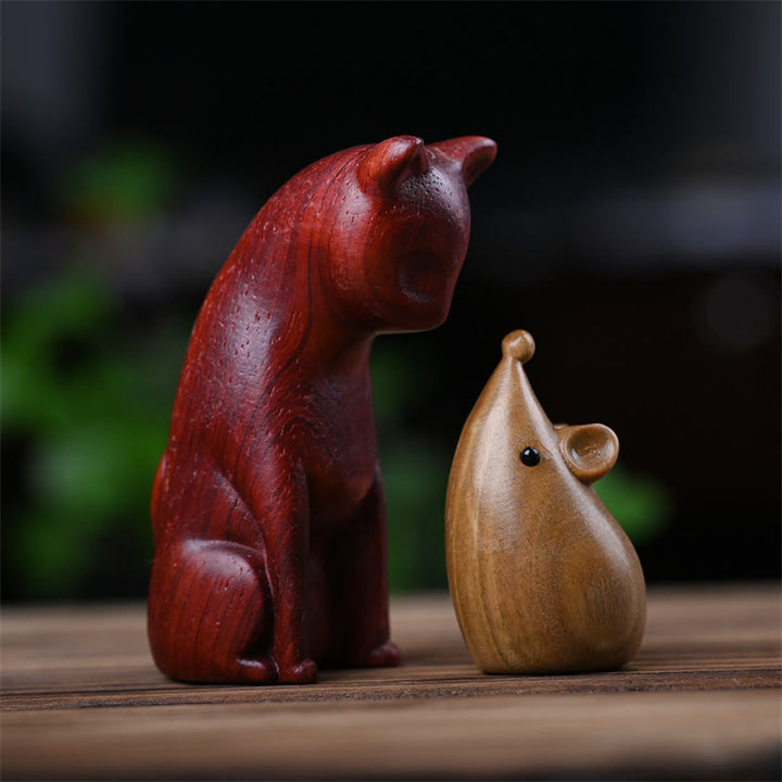 Buddha Stones Small Cat Mouse Green Sandalwood African Red Rosewood Peace Home Decoration - image 23