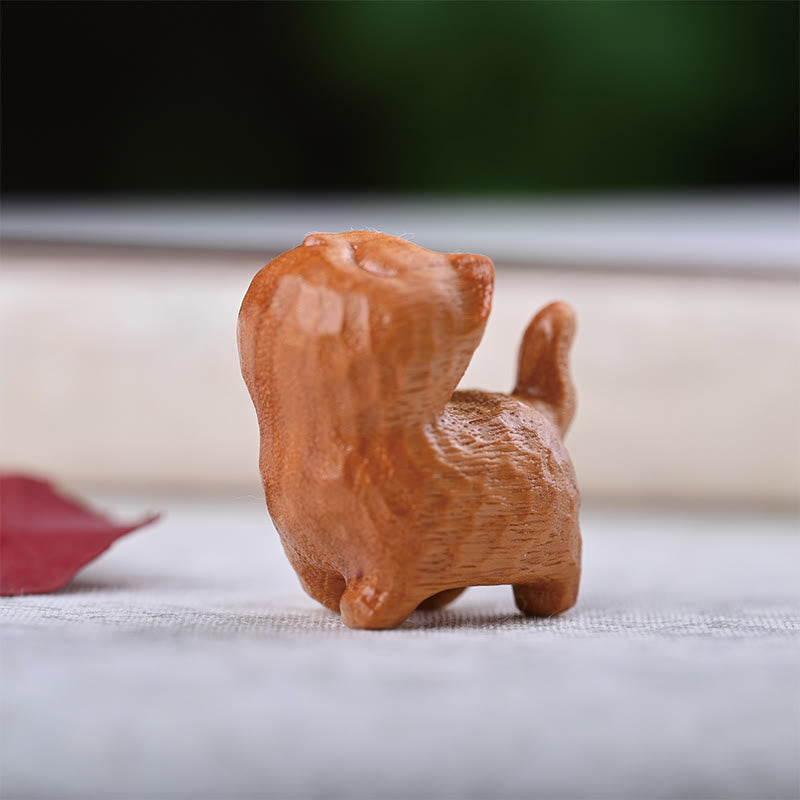 Buddha Stones Green Sandalwood Ebony Wood Sandalwood Small Leaf Red Sandalwood Mini Lucky Cat Peace Decoration - Golden Sandalwood Cat - image 24