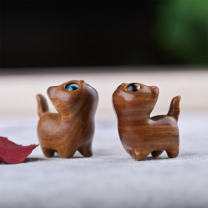 Buddha Stones Green Sandalwood Ebony Wood Sandalwood Small Leaf Red Sandalwood Mini Lucky Cat Peace Decoration - image 31