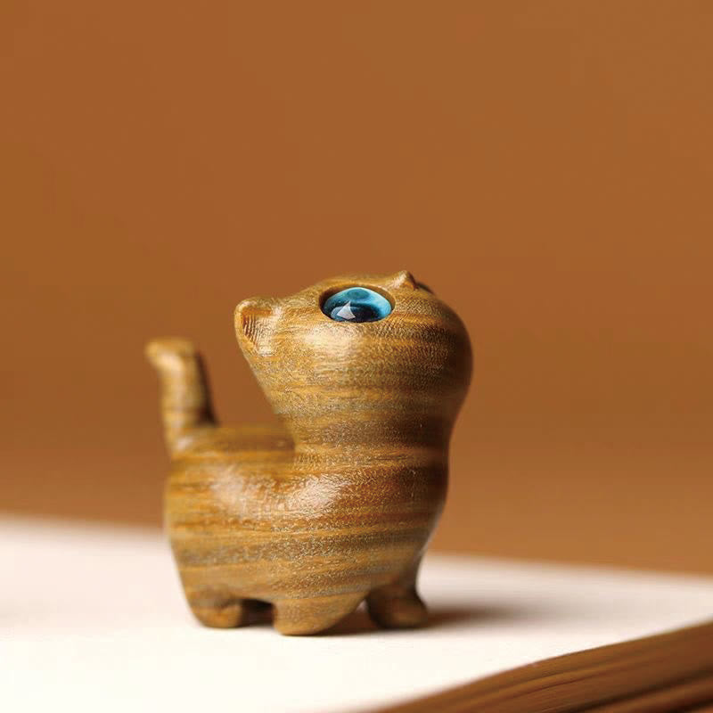 Buddha Stones Green Sandalwood Ebony Wood Sandalwood Small Leaf Red Sandalwood Mini Lucky Cat Peace Decoration - image 4