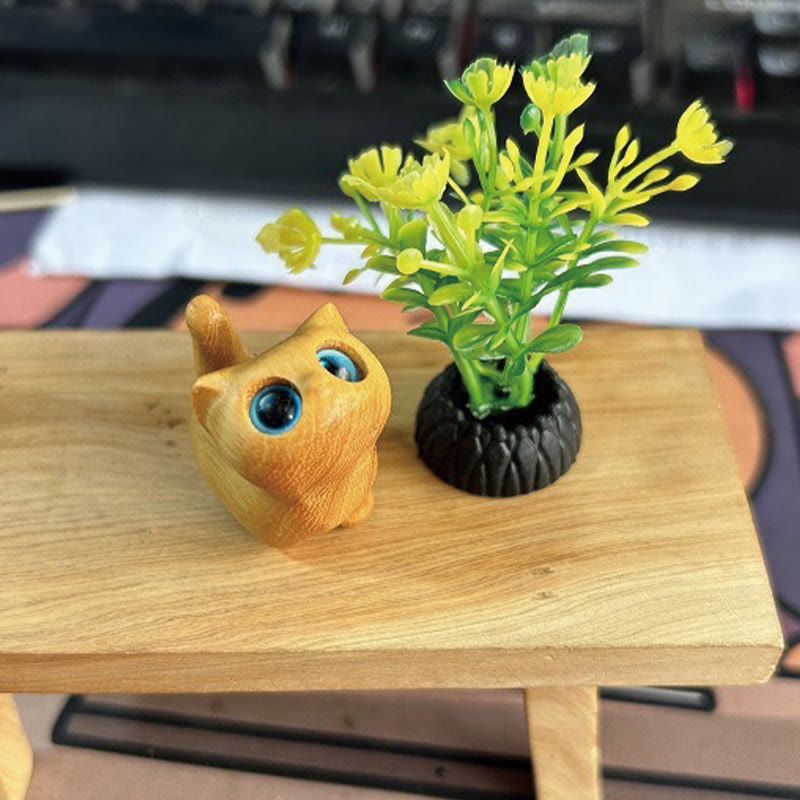 Buddha Stones Green Sandalwood Ebony Wood Sandalwood Small Leaf Red Sandalwood Mini Lucky Cat Peace Decoration - image 19