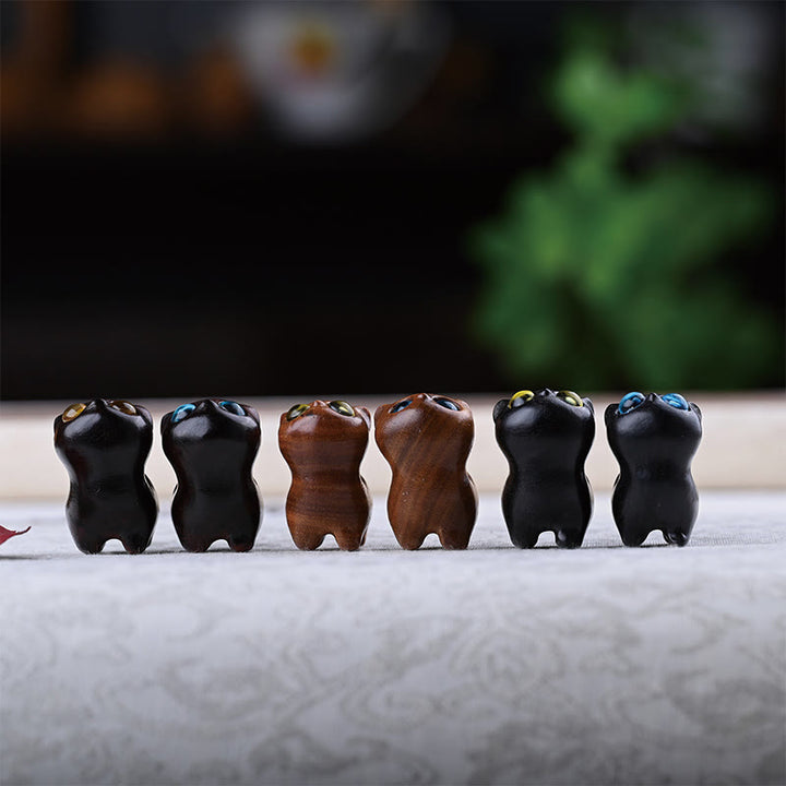 Buddha Stones Green Sandalwood Ebony Wood Sandalwood Small Leaf Red Sandalwood Mini Lucky Cat Peace Decoration - image 42