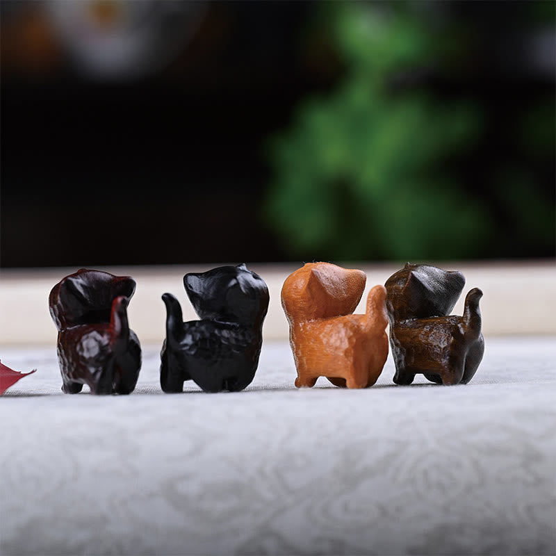 Buddha Stones Green Sandalwood Ebony Wood Sandalwood Small Leaf Red Sandalwood Mini Lucky Cat Peace Decoration - image 25
