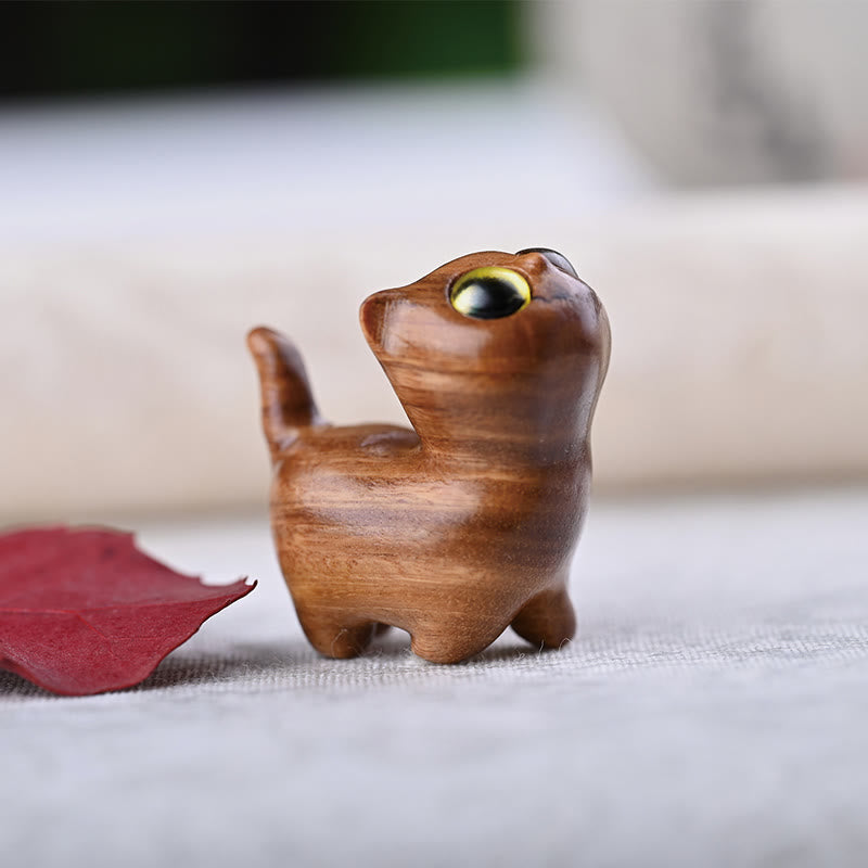Buddha Stones Green Sandalwood Ebony Wood Sandalwood Small Leaf Red Sandalwood Mini Lucky Cat Peace Decoration - image 29