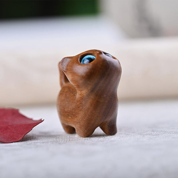 Buddha Stones Green Sandalwood Ebony Wood Sandalwood Small Leaf Red Sandalwood Mini Lucky Cat Peace Decoration - image 30