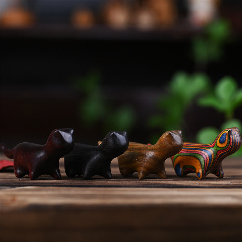 Buddha Stones Green Sandalwood Small Leaf Red Sandalwood Ebony Wood Rainbow Wood Lucky Mini Walking Cat Positive Decoration - image 19
