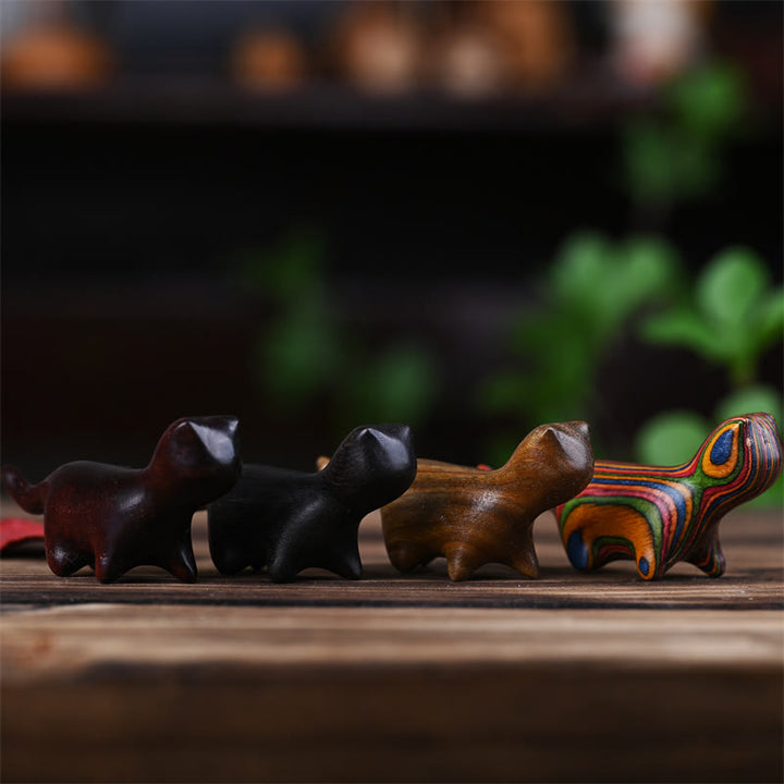 Buddha Stones Green Sandalwood Small Leaf Red Sandalwood Ebony Wood Rainbow Wood Lucky Mini Walking Cat Positive Decoration - image 19