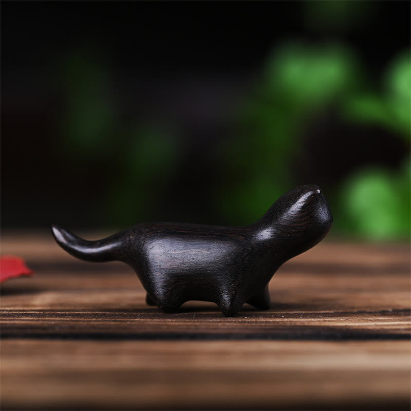 Buddha Stones Green Sandalwood Small Leaf Red Sandalwood Ebony Wood Rainbow Wood Lucky Mini Walking Cat Positive Decoration - image 9
